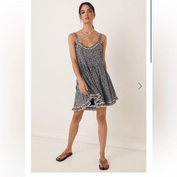 Spell and the Gypsy navy poppy strappy floral ditsy mini dress size xsmall - Picture 3 of 16